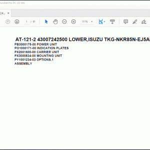 Tadano Crane AT-121-2 43007242500 LOWER,ISUZU TKG-NKR85N-EJ5AHY-M Spare Parts Manual - PDF DOWNLOAD