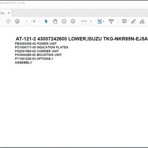 Tadano Crane AT-121-2 43007242600 LOWER,ISUZU TKG-NKR85N-EJ5AHY-M Spare Parts Manual - PDF DOWNLOAD