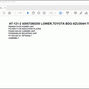 Tadano Crane AT-121-2 43007260200 LOWER,TOYOTA BDG-XZU304H-TKTQB6 Spare Parts Manual - PDF DOWNLOAD