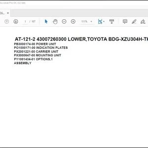 Tadano Crane AT-121-2 43007260300 LOWER,TOYOTA BDG-XZU304H-TKMQB6 Spare Parts Manual - PDF DOWNLOAD