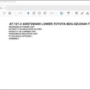 Tadano Crane AT-121-2 43007260400 LOWER,TOYOTA BDG-XZU304H-TKMQB6 Parts Manual- PDF DOWNLOAD
