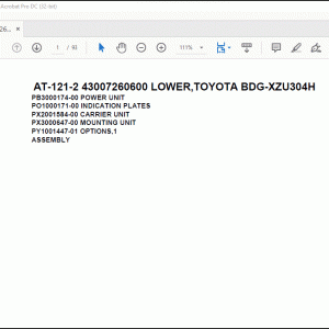 Tadano Crane AT-121-2 43007260600 LOWER,TOYOTA BDG-XZU304H Parts Catalog Manual - PDF DOWNLOAD