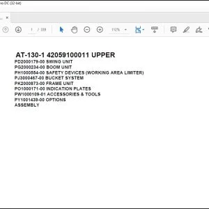Tadano Crane AT-130-1 42059100011 UPPER Spare Parts Catalog Manual - PDF DOWNLOAD