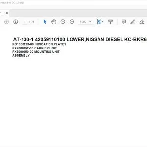 Tadano Crane AT-130-1 42059110100 LOWER,NISSAN DIESEL KC-BKR66E3N 5HXHY Spare Parts Manual - PDF DOWNLOAD