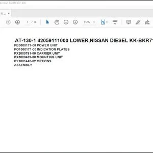 Tadano Crane AT-130-1 42059111000 LOWER,NISSAN DIESEL KK-BKR71E3N 5JXHYT Parts Manual - PDF DOWNLOAD