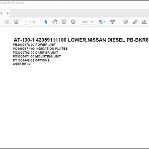Tadano Crane AT-130-1 42059111100 LOWER,NISSAN DIESEL PB-BKR81N-E5JXHY Parts Catalog Manual - PDF DOWNLOAD