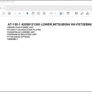 Tadano Crane AT-130-1 42059121300 LOWER,MITSUBISHI KK-FE73EB6KA1 Parts Catalog Manual - PDF DOWNLOAD