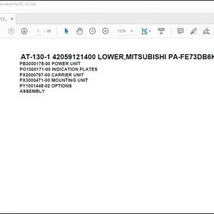 Tadano Crane AT-130-1 42059121400 LOWER,MITSUBISHI PA-FE73DB6KA3 Spare Parts Catalog Manual - PDF DOWNLOAD