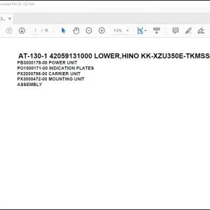 Tadano Crane AT-130-1 42059131000 LOWER,HINO KK-XZU350E-TKMSS6 Spare Parts Catalog Manual - PDF DOWNLOAD
