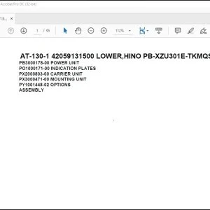 Tadano Crane AT-130-1 42059131500 LOWER,HINO PB-XZU301E-TKMQS6 Spare Parts Catalog Manual - PDF DOWNLOAD