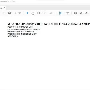 Tadano Crane AT-130-1 42059131700 LOWER,HINO PB-XZU354E-TKMSW6 Spare Parts Catalog Manual - PDF DOWNLOAD