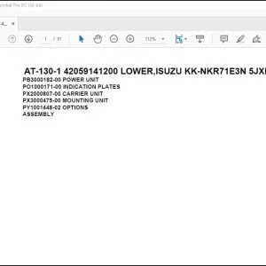 Tadano Crane AT-130-1 42059141200 LOWER,ISUZU KK-NKR71E3N 5JXHYT Parts Catalog Manual - PDF DOWNLOAD