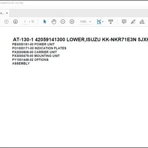 Tadano Crane AT-130-1 42059141300 LOWER,ISUZU KK-NKR71E3N 5JXHYB Spare Parts Catalog Manual - PDF DOWNLOAD