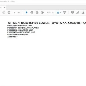 Tadano Crane AT-130-1 42059161100 LOWER,TOYOTA KK-XZU301H-TKMQS6 Parts Catalog Manual - PDF DOWNLOAD