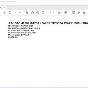 Tadano Crane AT-130-1 42059161200 LOWER,TOYOTA PB-XZU301H-TKMQS6 Spare Parts Catalog Manual - PDF DOWNLOAD