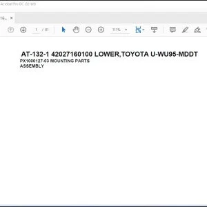 Tadano Crane AT-132-1 42027160100 LOWER,TOYOTA U-WU95-MDDT Spare Parts Catalog Manual - PDF DOWNLOAD
