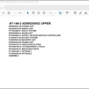Tadano Crane AT-146-2 42095200002 UPPER Spare Parts Catalog Manual - PDF DOWNLOAD