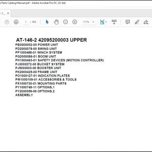 Tadano Crane AT-146-2 42095200003 UPPER Spare Parts Catalog Manual - PDF DOWNLOAD