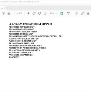 Tadano Crane AT-146-2 42095200004 UPPER Spare Parts Catalog Manual - PDF DOWNLOAD