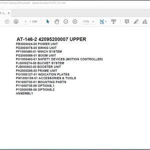 Tadano Crane AT-146-2 42095200007 UPPER Spare Parts Catalog Manual - PDF DOWNLOAD