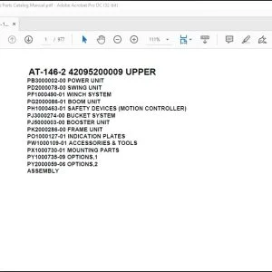 Tadano Crane AT-146-2 42095200009 UPPER Spare Parts Catalog Manual - PDF DOWNLOAD