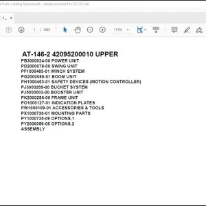 Tadano Crane AT-146-2 42095200010 UPPER Spare Parts Catalog Manual - PDF DOWNLOAD