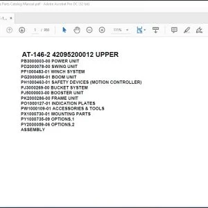 Tadano Crane AT-146-2 42095200012 UPPER Spare Parts Catalog Manual - PDF DOWNLOAD