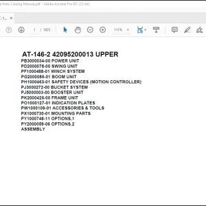 Tadano Crane AT-146-2 42095200013 UPPER Spare Parts Catalog Manual - PDF DOWNLOAD