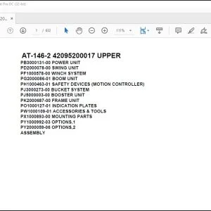 Tadano Crane AT-146-2 42095200017 UPPER Spare Parts Catalog Manual - PDF DOWNLOAD