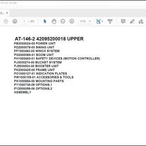Tadano Crane AT-146-2 42095200018 UPPER Spare Parts Catalog Manual - PDF DOWNLOAD