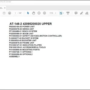 Tadano Crane AT-146-2 42095200020 UPPER Spare Parts Catalog Manual - PDF DOWNLOAD