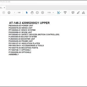 Tadano Crane AT-146-2 42095200021 UPPER Spare Parts Catalog Manual - PDF DOWNLOAD
