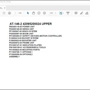 Tadano Crane AT-146-2 42095200024 UPPER Spare Parts Catalog Manual - PDF DOWNLOAD