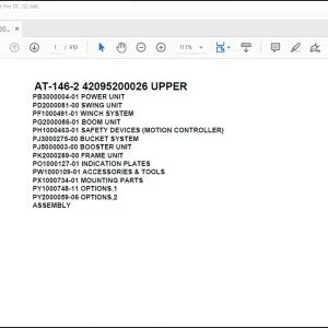 Tadano Crane AT-146-2 42095200026 UPPER Spare Parts Catalog Manual - PDF DOWNLOAD