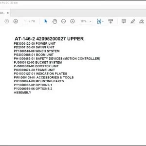Tadano Crane AT-146-2 42095200027 UPPER Spare Parts Catalog Manual - PDF DOWNLOAD