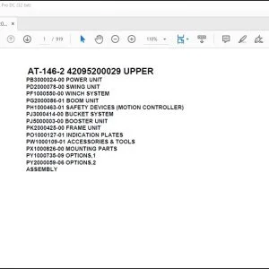 Tadano Crane AT-146-2 42095200029 UPPER Spare Parts Catalog Manual - PDF DOWNLOAD