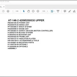 Tadano Crane AT-146-2 42095200030 UPPER Spare Parts Catalog Manual - PDF DOWNLOAD
