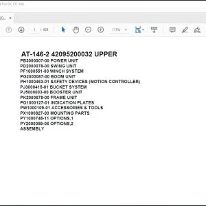 Tadano Crane AT-146-2 42095200032 UPPER Spare Parts Catalog Manual - PDF DOWNLOAD