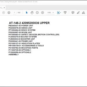 Tadano Crane AT-146-2 42095200036 UPPER Spare Parts Catalog Manual - PDF DOWNLOAD