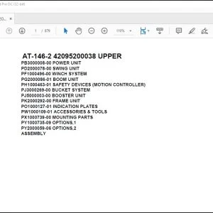 Tadano Crane AT-146-2 42095200038 UPPER Spare Parts Catalog Manual - PDF DOWNLOAD