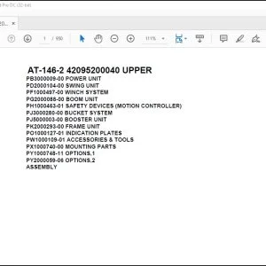 Tadano Crane AT-146-2 42095200040 UPPER Spare Parts Catalog Manual - PDF DOWNLOAD