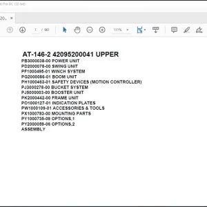 Tadano Crane AT-146-2 42095200041 UPPER Spare Parts Catalog Manual - PDF DOWNLOAD