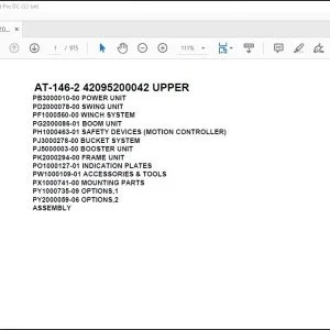 Tadano Crane AT-146-2 42095200042 UPPER Spare Parts Catalog Manual - PDF DOWNLOAD