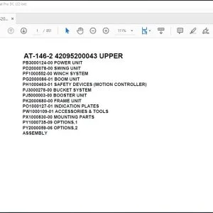 Tadano Crane AT-146-2 42095200043 UPPER Spare Parts Catalog Manual - PDF DOWNLOAD