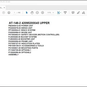 Tadano Crane AT-146-2 42095200045 UPPER Spare Parts Catalog Manual - PDF DOWNLOAD
