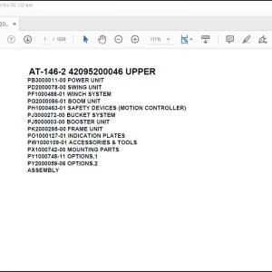 Tadano Crane AT-146-2 42095200046 UPPER Spare Parts Catalog Manual - PDF DOWNLOAD