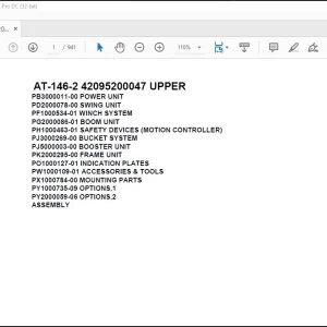 Tadano Crane AT-146-2 42095200047 UPPER Spare Parts Catalog Manual - PDF DOWNLOAD