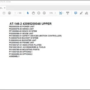 Tadano Crane AT-146-2 42095200048 UPPER Spare Parts Catalog Manual - PDF DOWNLOAD