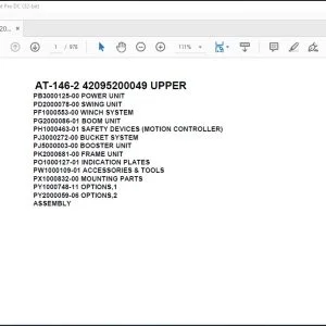 Tadano Crane AT-146-2 42095200049 UPPER Spare Parts Catalog Manual - PDF DOWNLOAD