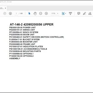 Tadano Crane AT-146-2 42095200056 UPPER Spare Parts Catalog Manual - PDF DOWNLOAD